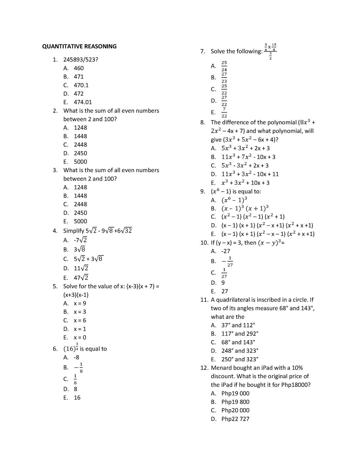 Uplink Quantitative Simulation EXAM - QUANTITATIVE REASONING 1. 245893/ ...