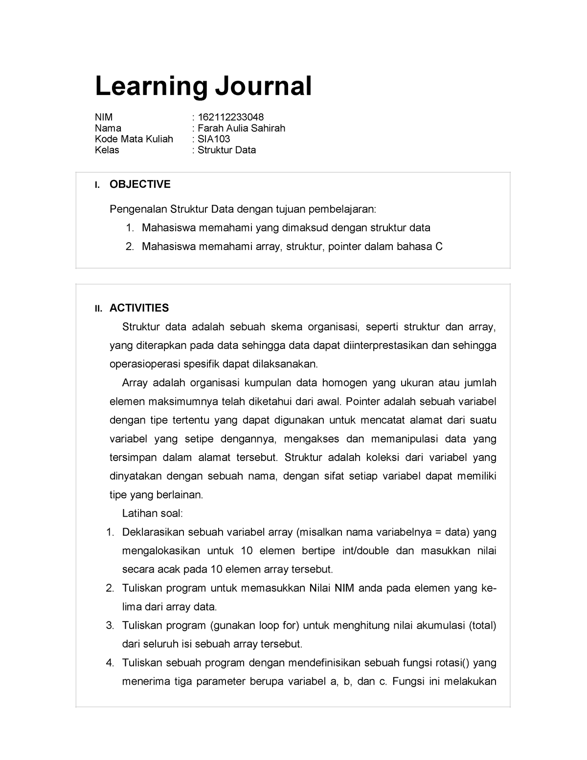 array and display case study data