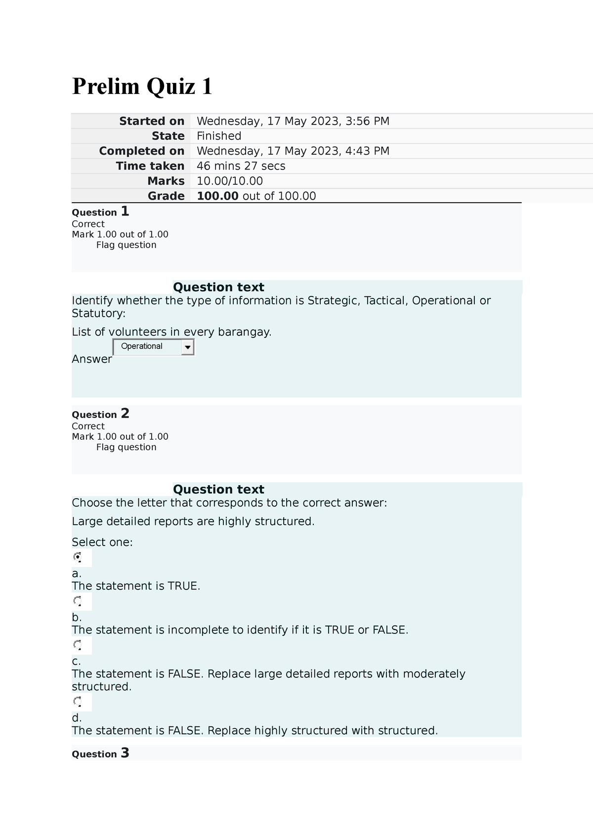 Prelim Quiz 1 System Analysis And Design Question 1 To 5 - Prelim Quiz ...