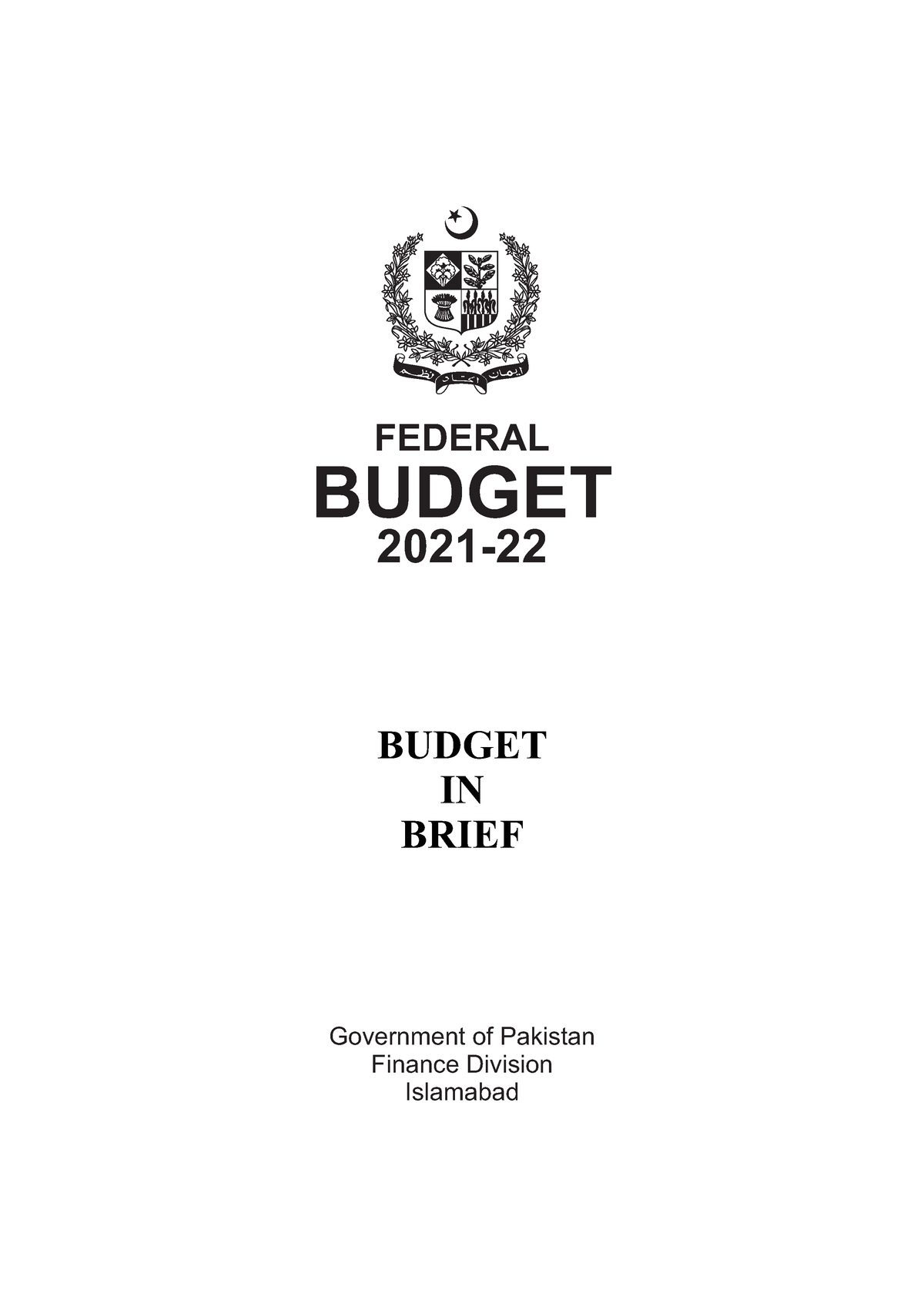 Budget Official - Government Of Pakistan Finance Division Islamabad ...