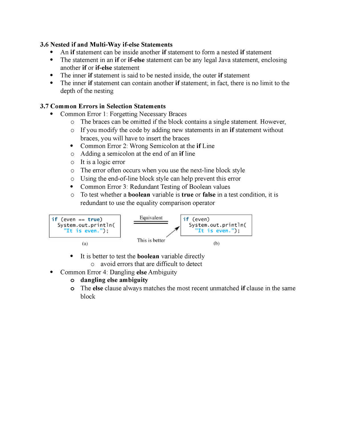 Java 3.6 and 3 - Chapter 3 notes - 3 Nested if and Multi-Way if-else ...