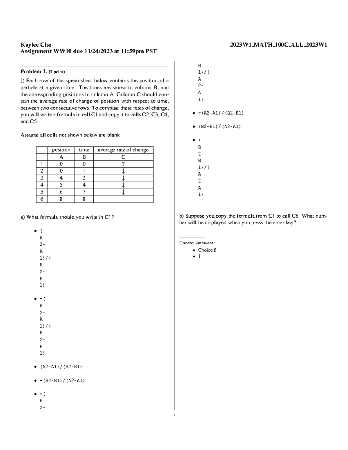 math 100 assignment 1 solution 2023