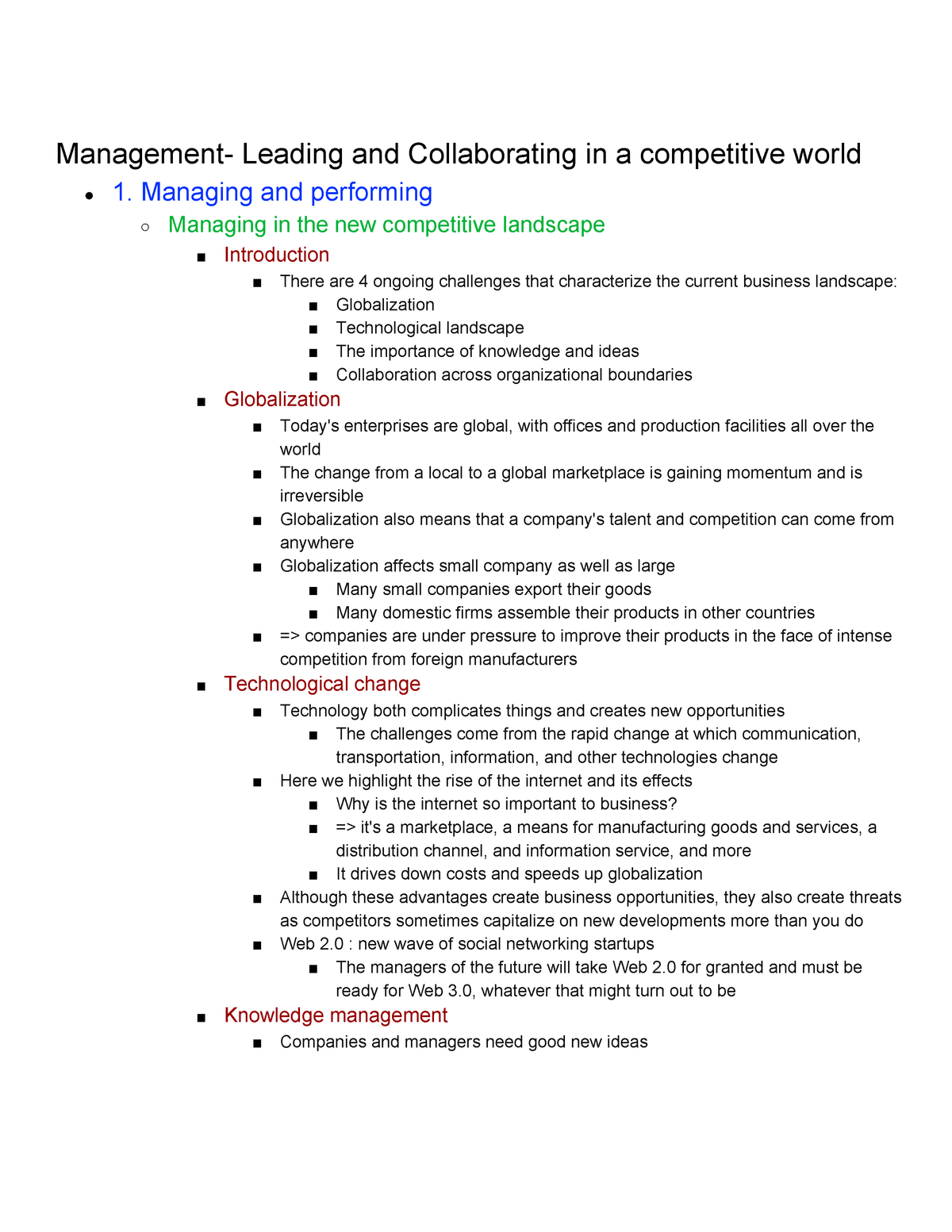 Summary Management : Leading & Collaborating in the Competitive World ...