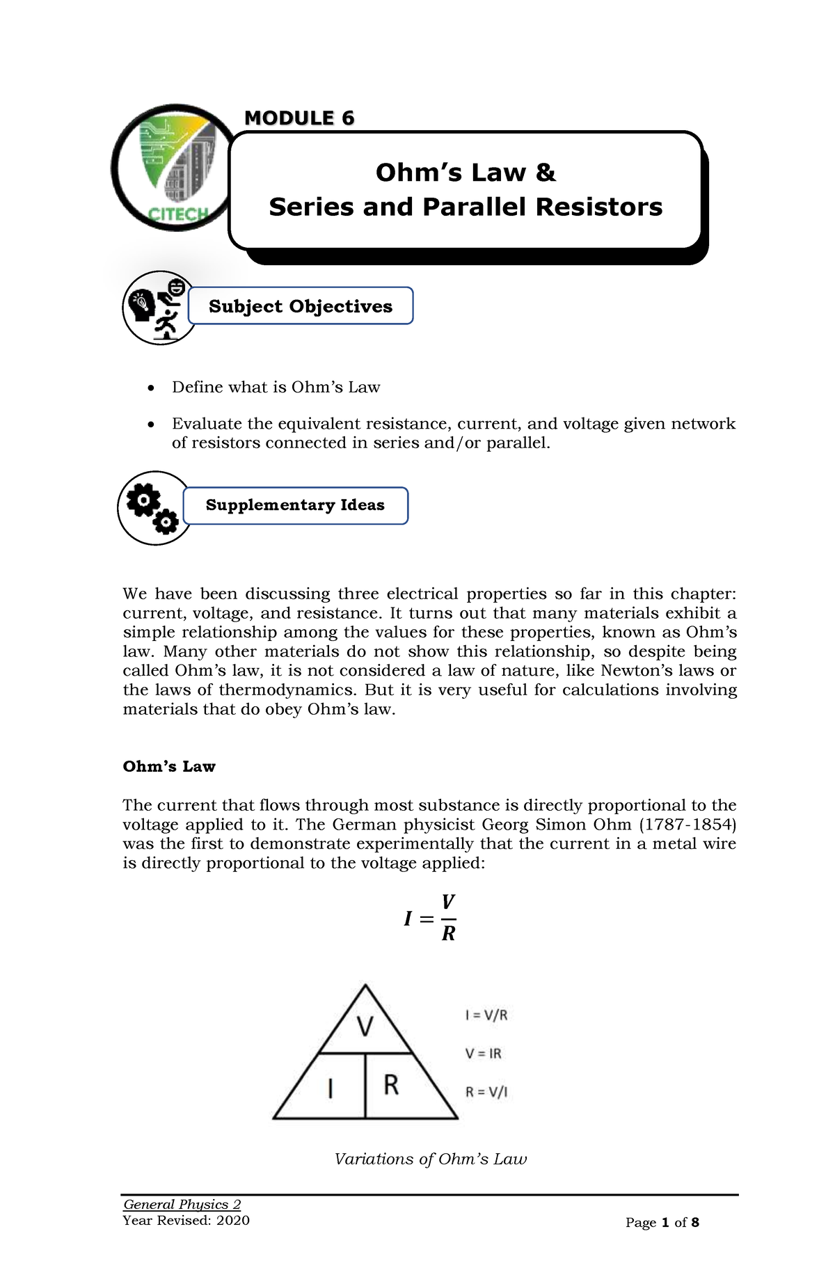 Module 6 - Gen Physics 2 - Don't Share. - General Physics 2 • Define ...