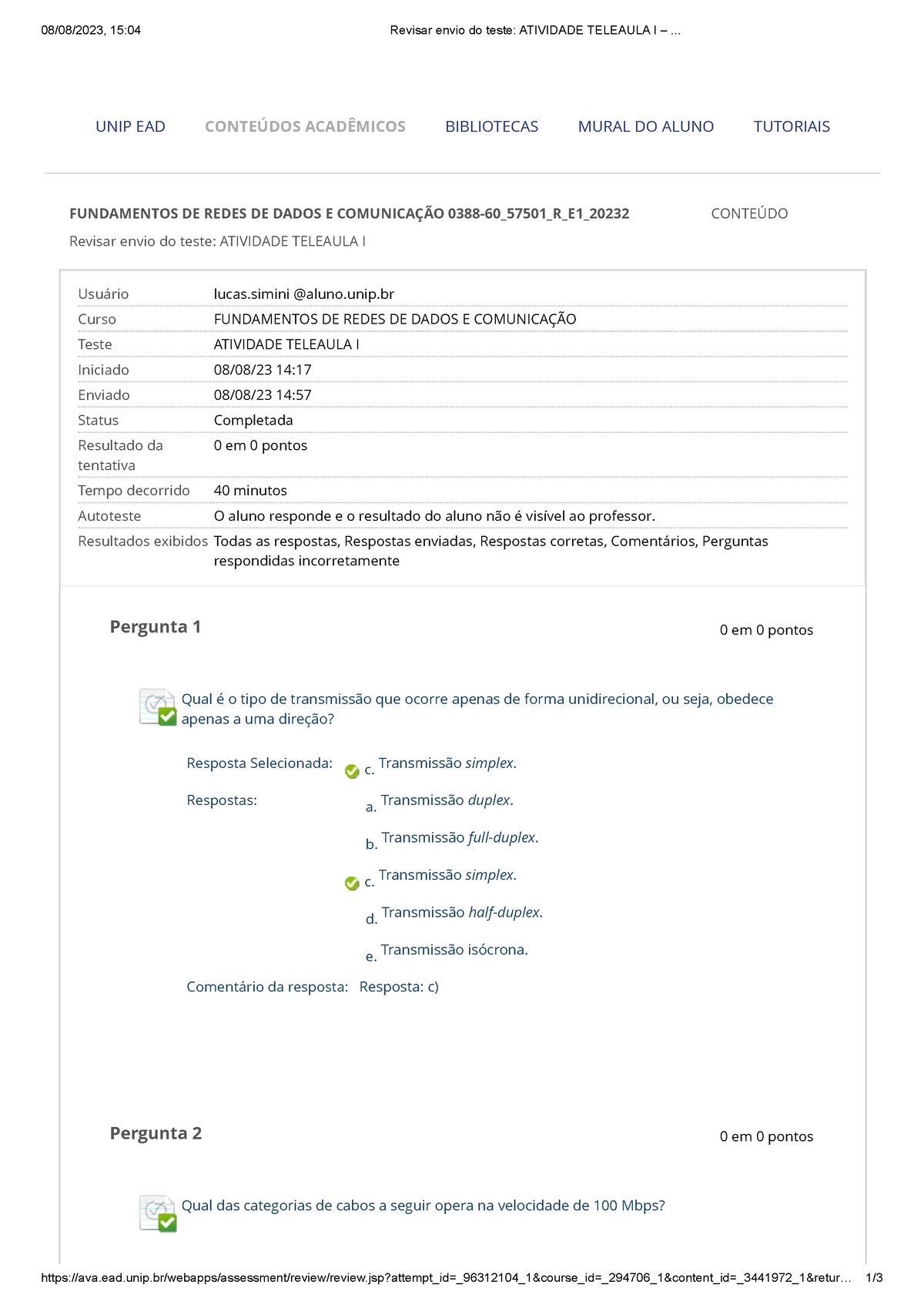 Fundamentos De Redes De Dados E Comunicação - Atividade Teleaula ...