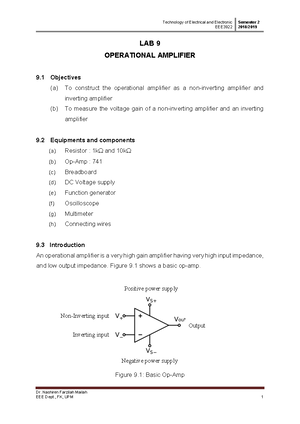 Analog Lab 5 - Lab report - DEPARTMENT OF ELECTRICAL & ELECTRONICS ...