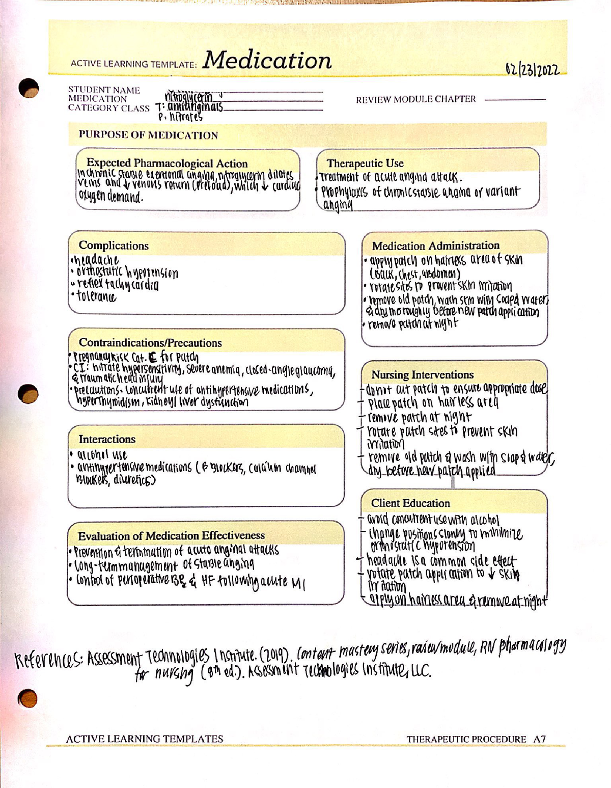 Medication nitroglycerin - NR-293 - Studocu