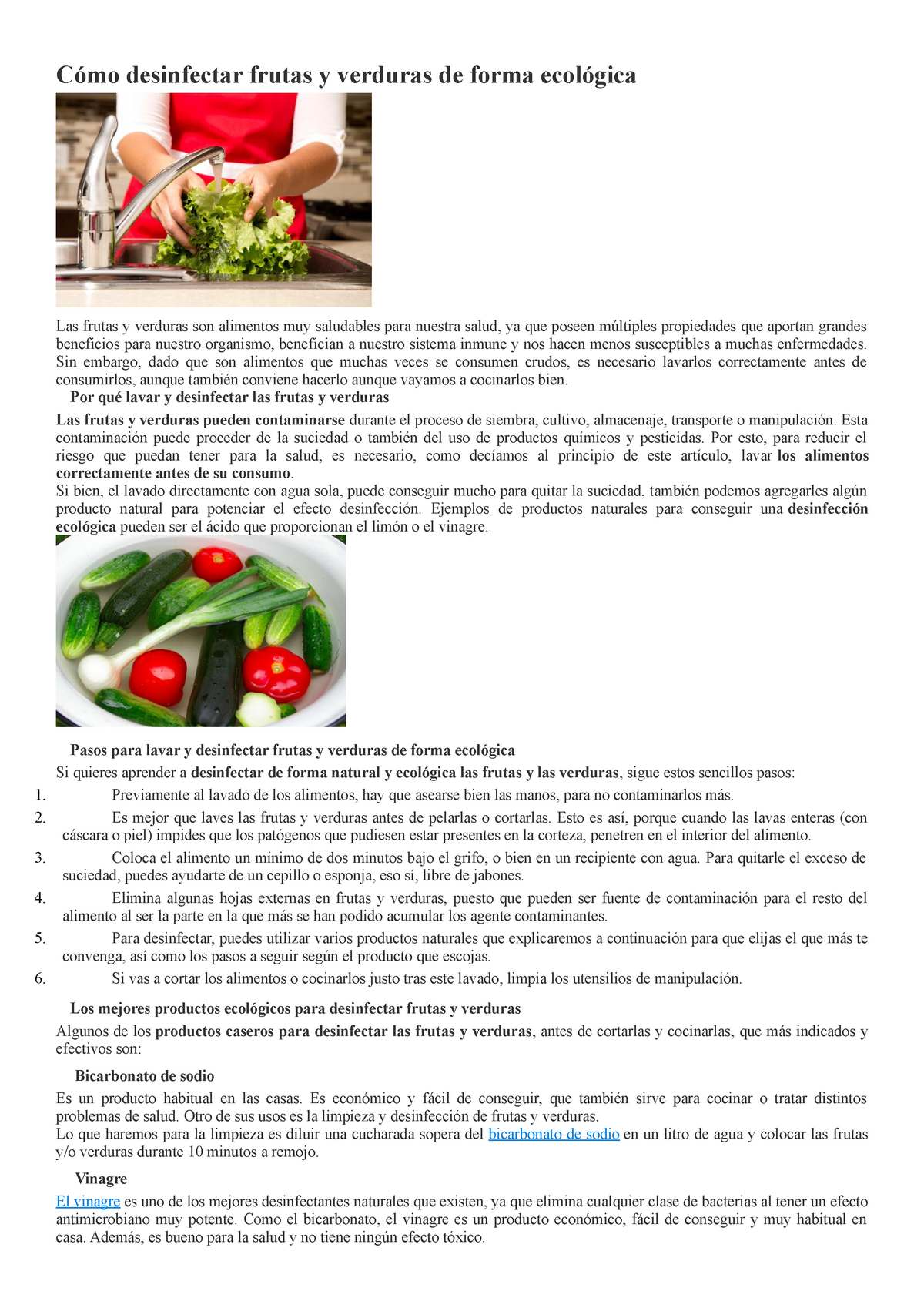 Cómo desinfectar frutas y verduras (naturalmente)