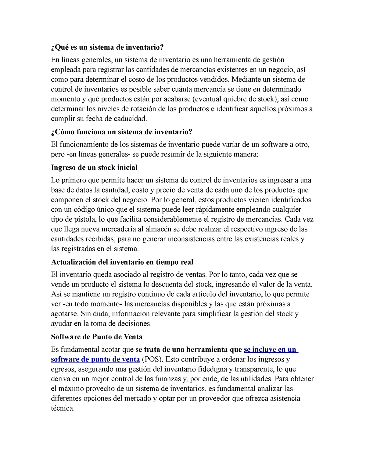 Escrito Sistemas De Inventarios ¿qué Es Un Sistema De Inventario En Líneas Generales Un 0739