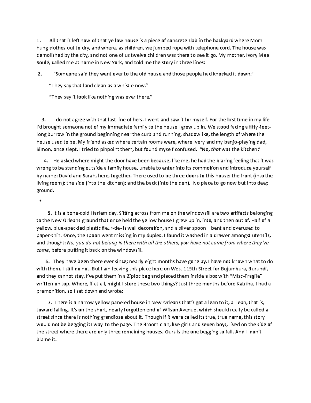 A yellow house PDF of essay All that is left now of that yellow