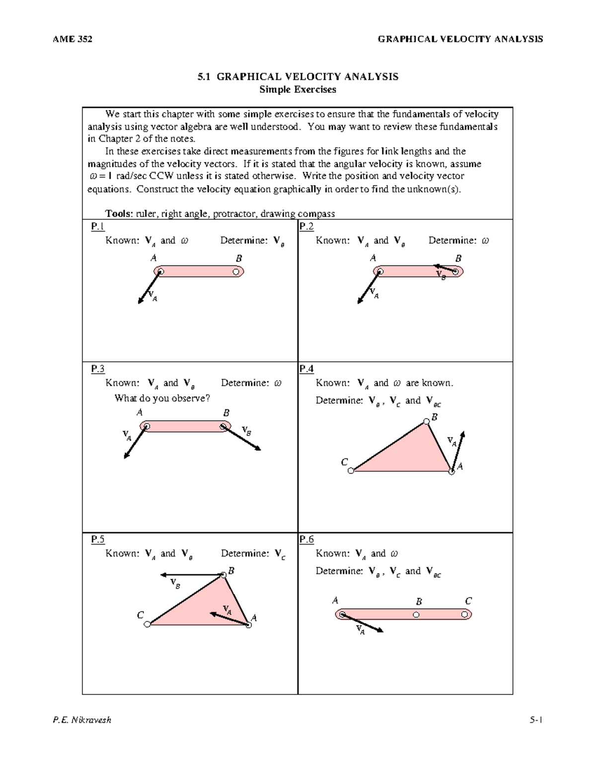 5.1 Velocity-graphical - AME 352 GRAPHICAL VELOCITY ANALYSIS P ...