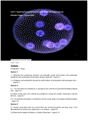 Access course Unit 5 - cell biology - UNIT 5 1 QUESTION You are ...