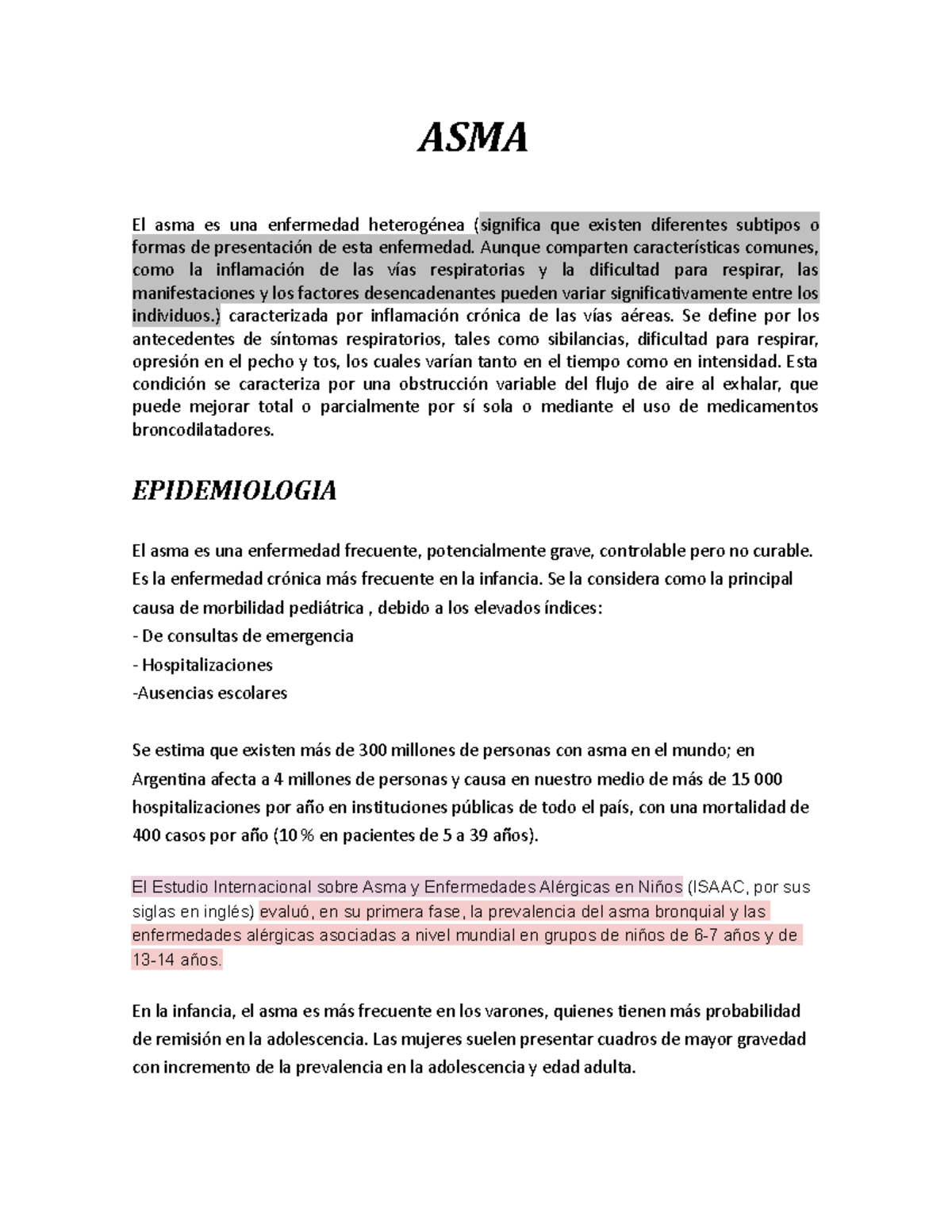 ASMA - jjjj - ASMA El asma es una enfermedad heterogénea (significa que ...