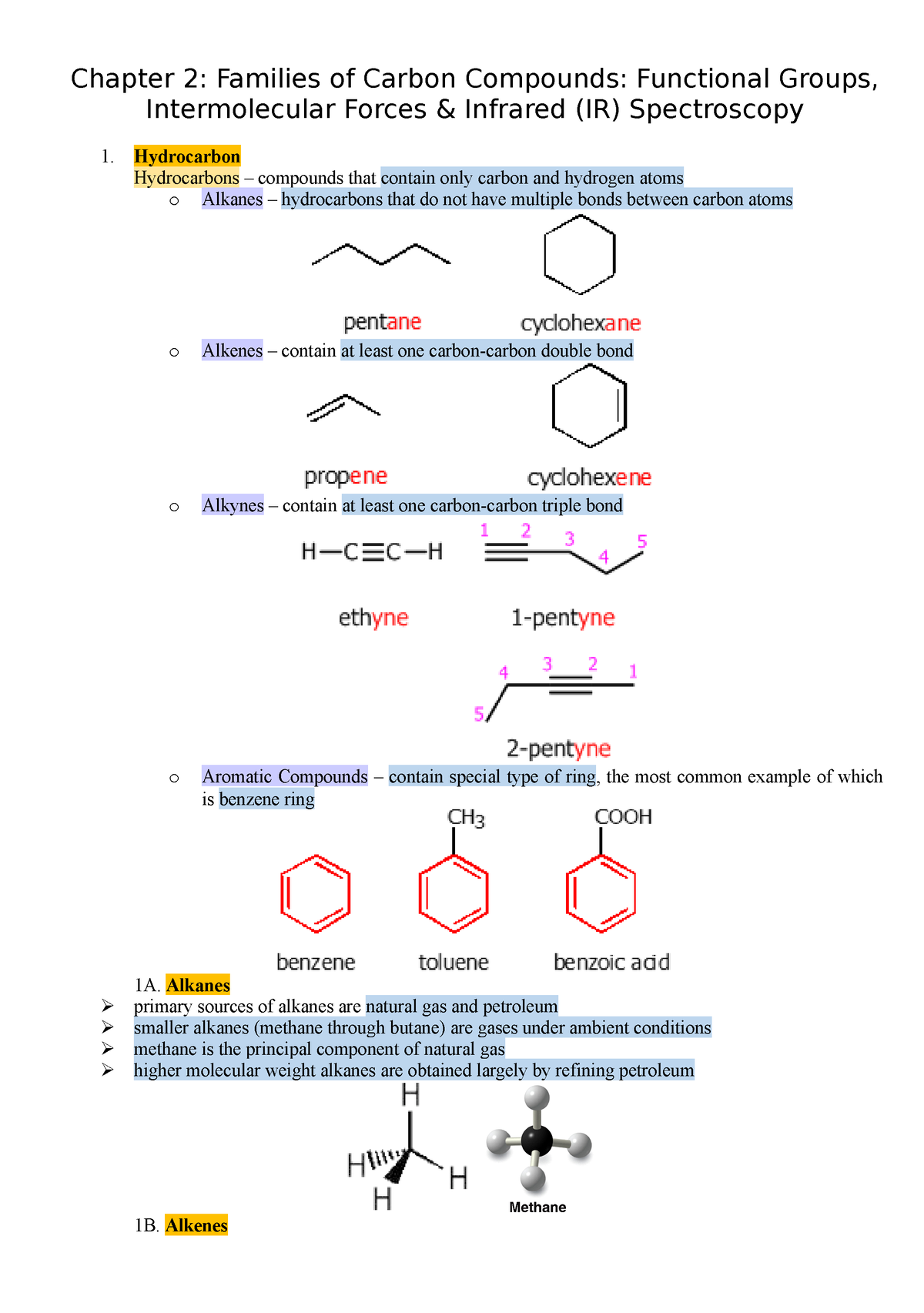 Notes on Families of Carbon Compounds Functional Groups Intermolecular ...