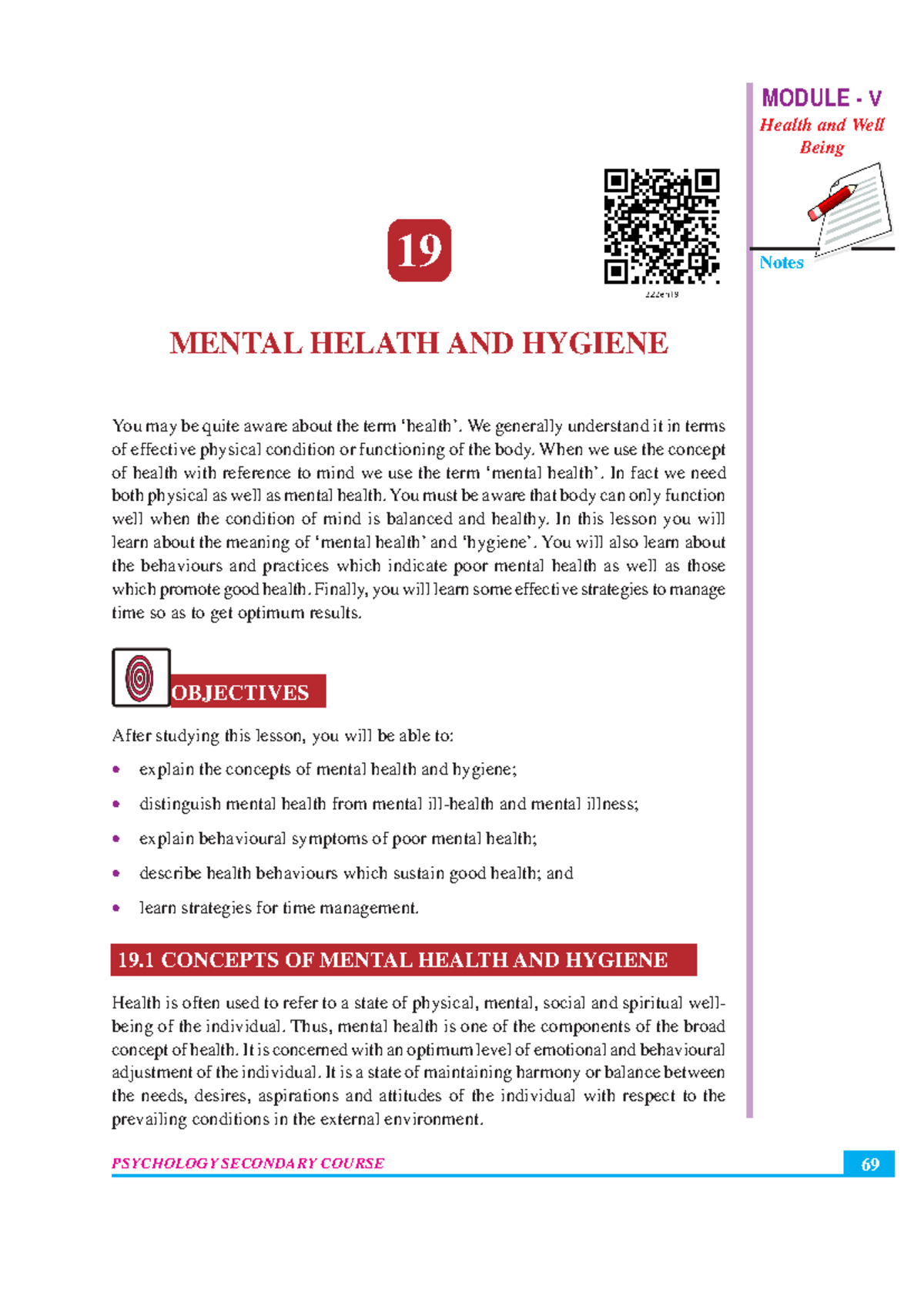 Chapter-19 - It is important - MODULE - V Health and Well Being Notes ...