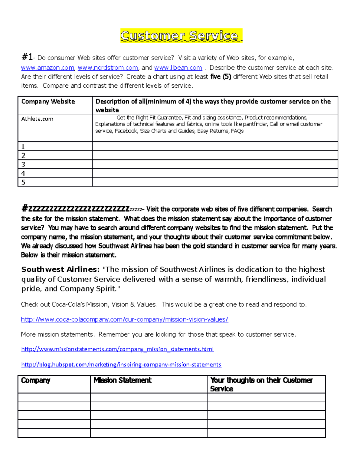 3.05 Customer Service - work nicely done - Customer Service #1- Do ...