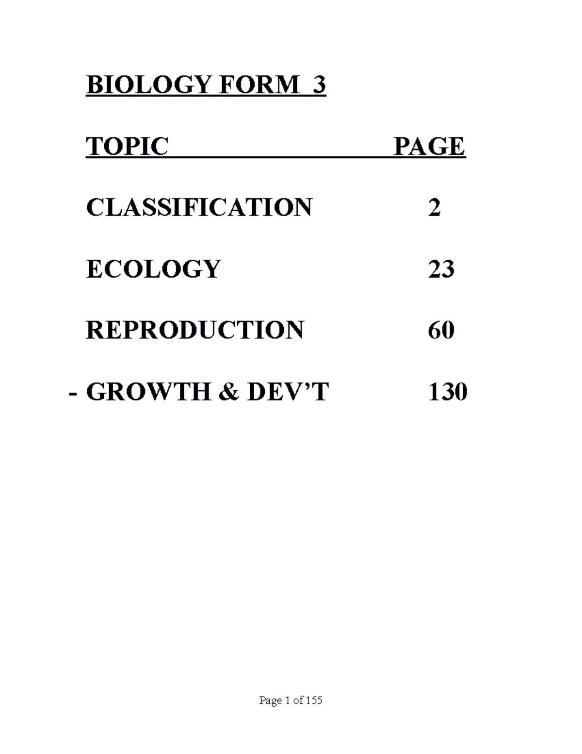 biology essay form three