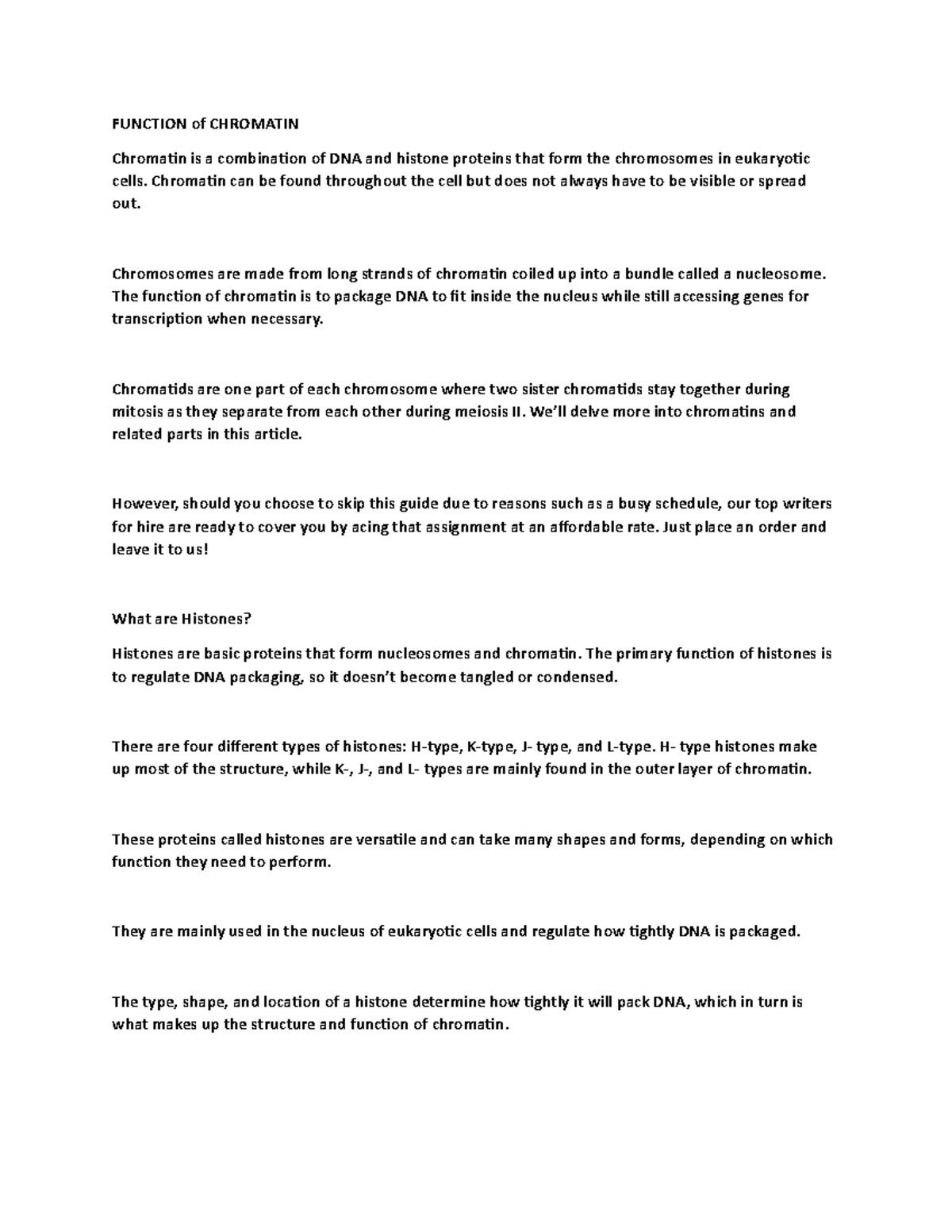 Function-of- Chromatin - FUNCTION of CHROMATINChromatin is a ...