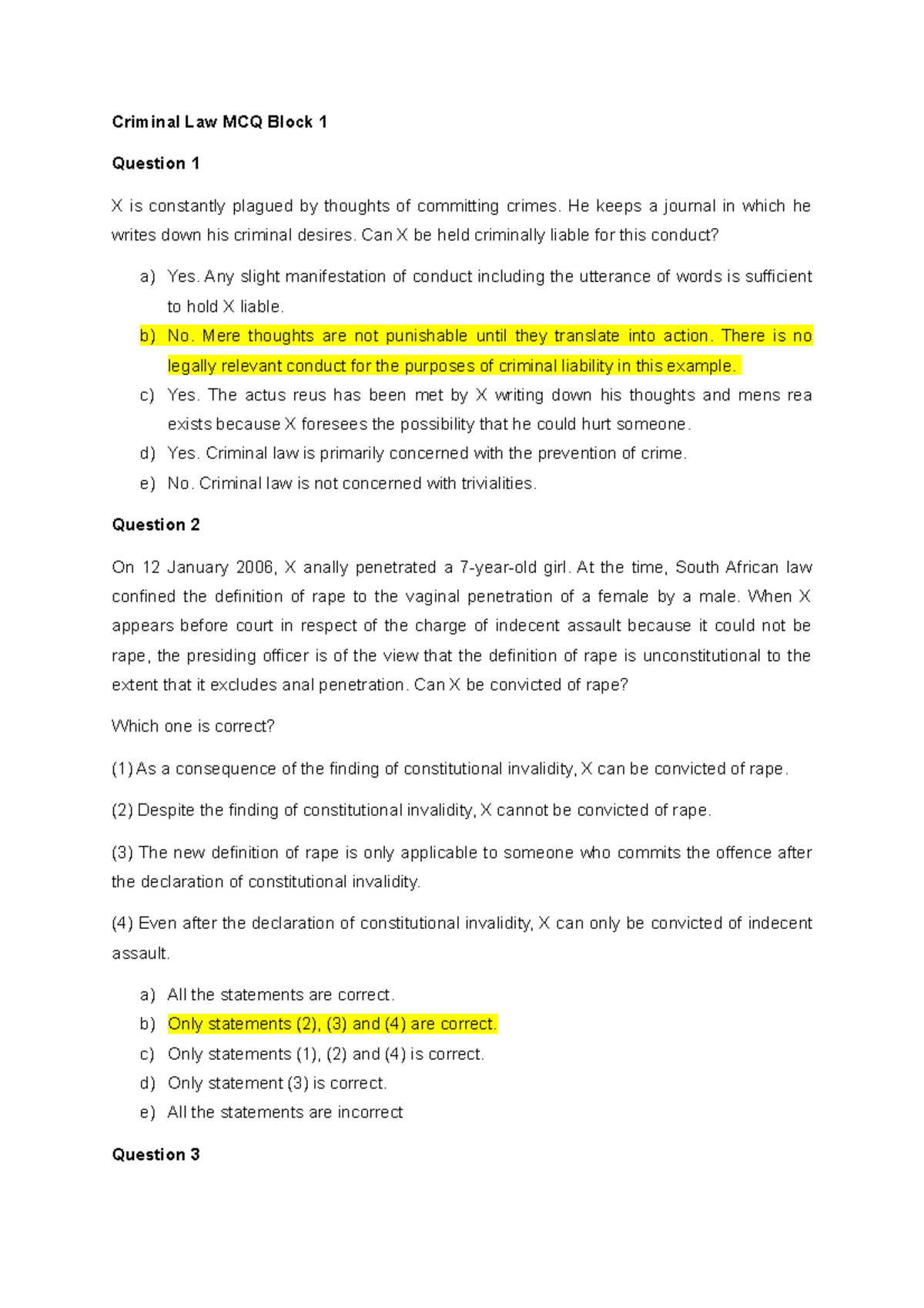 Criminal Law MCQ Block 1 - He Keeps A Journal In Which He Writes Down ...