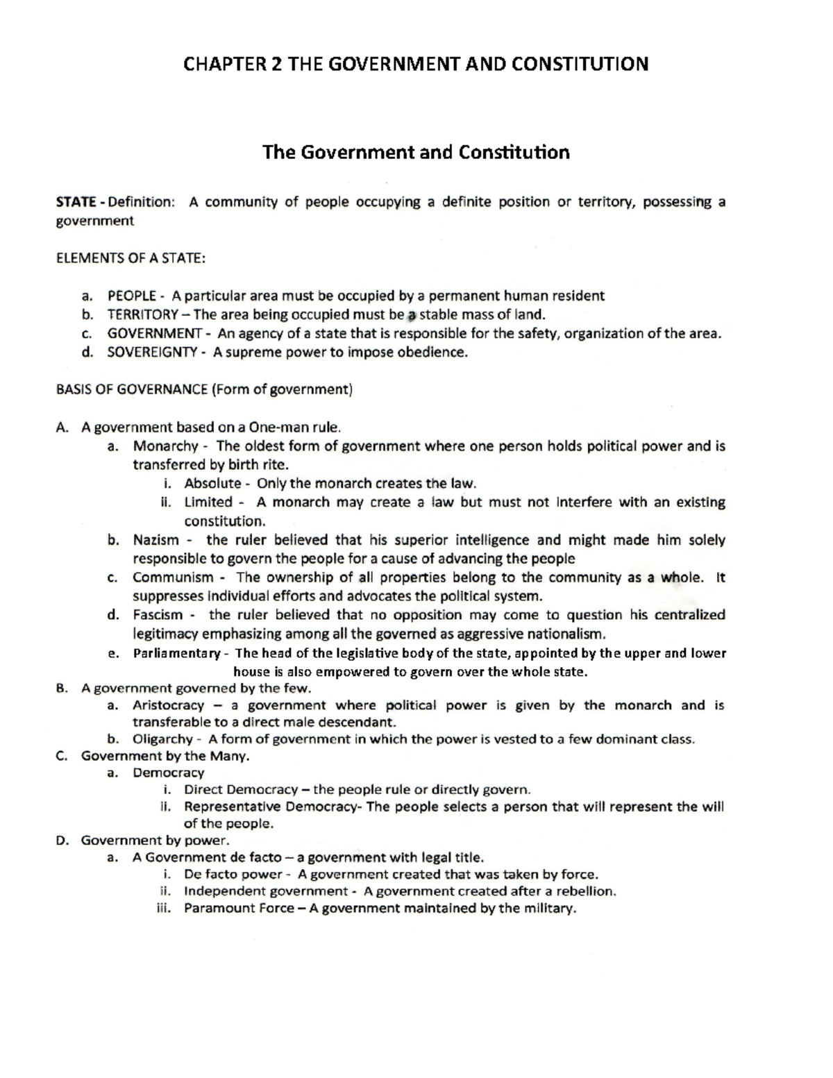 NSTP BOOK Chapter 2 - CHAPTER 2 THE GOVERNMENT AND CONSTITUTION The ...