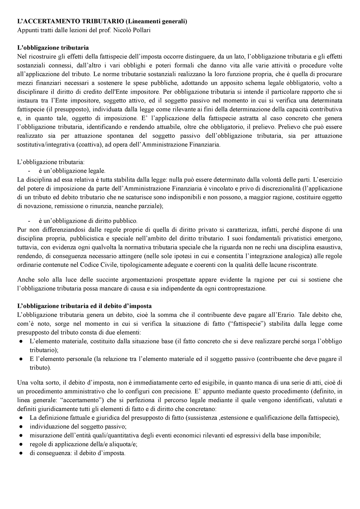 L’ Accertamento Tributario (Lineamenti Generali) - L’ACCERTAMENTO ...