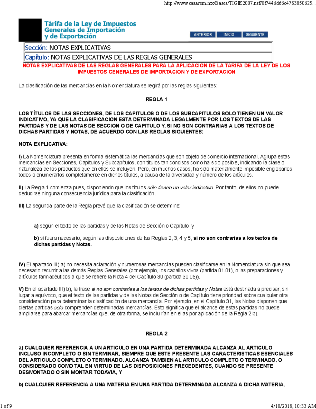 Reglas Generales De Clasificación Arancelaria Con Explicación - Sección ...