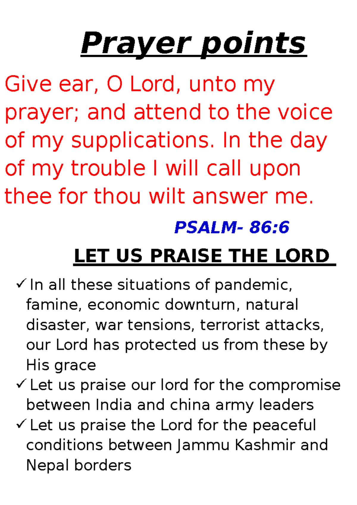 Prayer points Prayer points Give ear, O Lord, unto my prayer; and