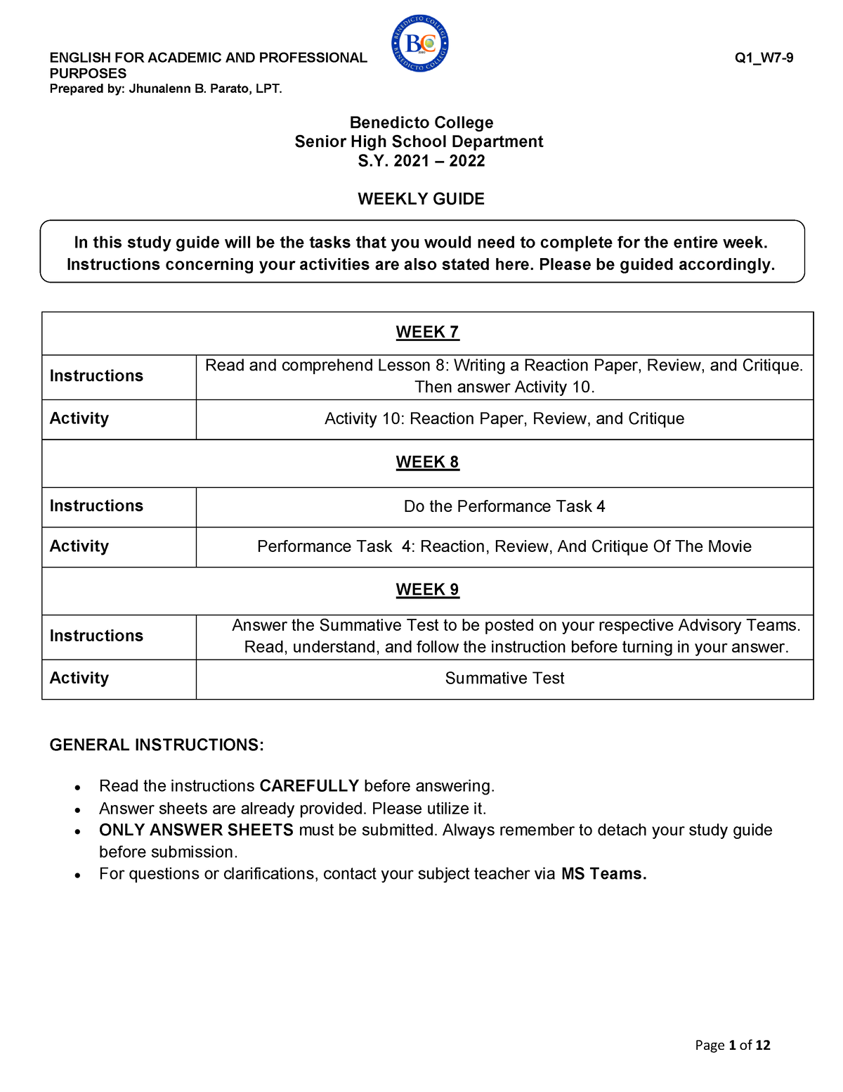 English For Academic And Professional Purposes (Module 2) - PURPOSES ...