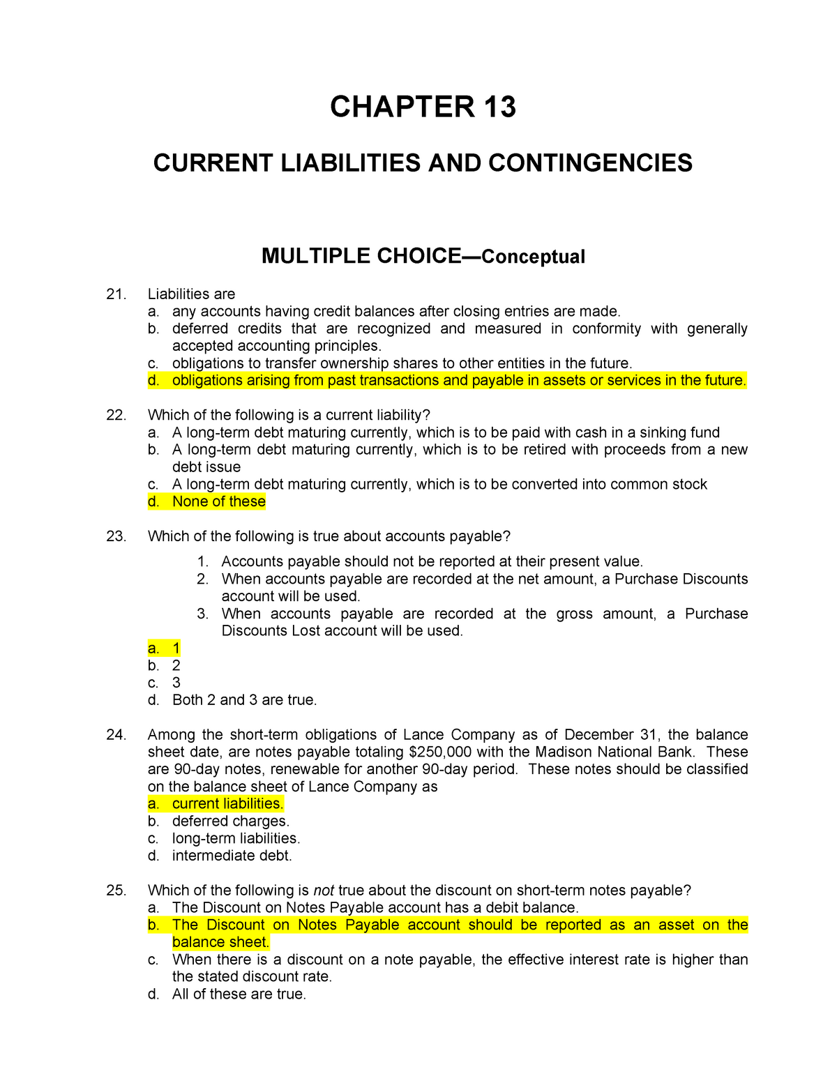 Chapter 13 Current Liabilities And Conti Studocu