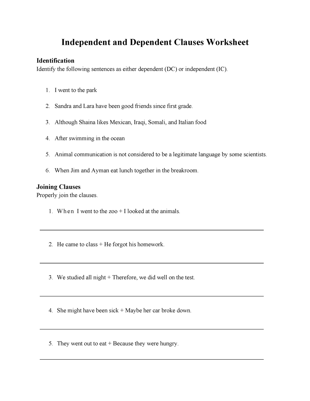 i-independent-and-dependent-clauses-worksheet-and-key-independent-and