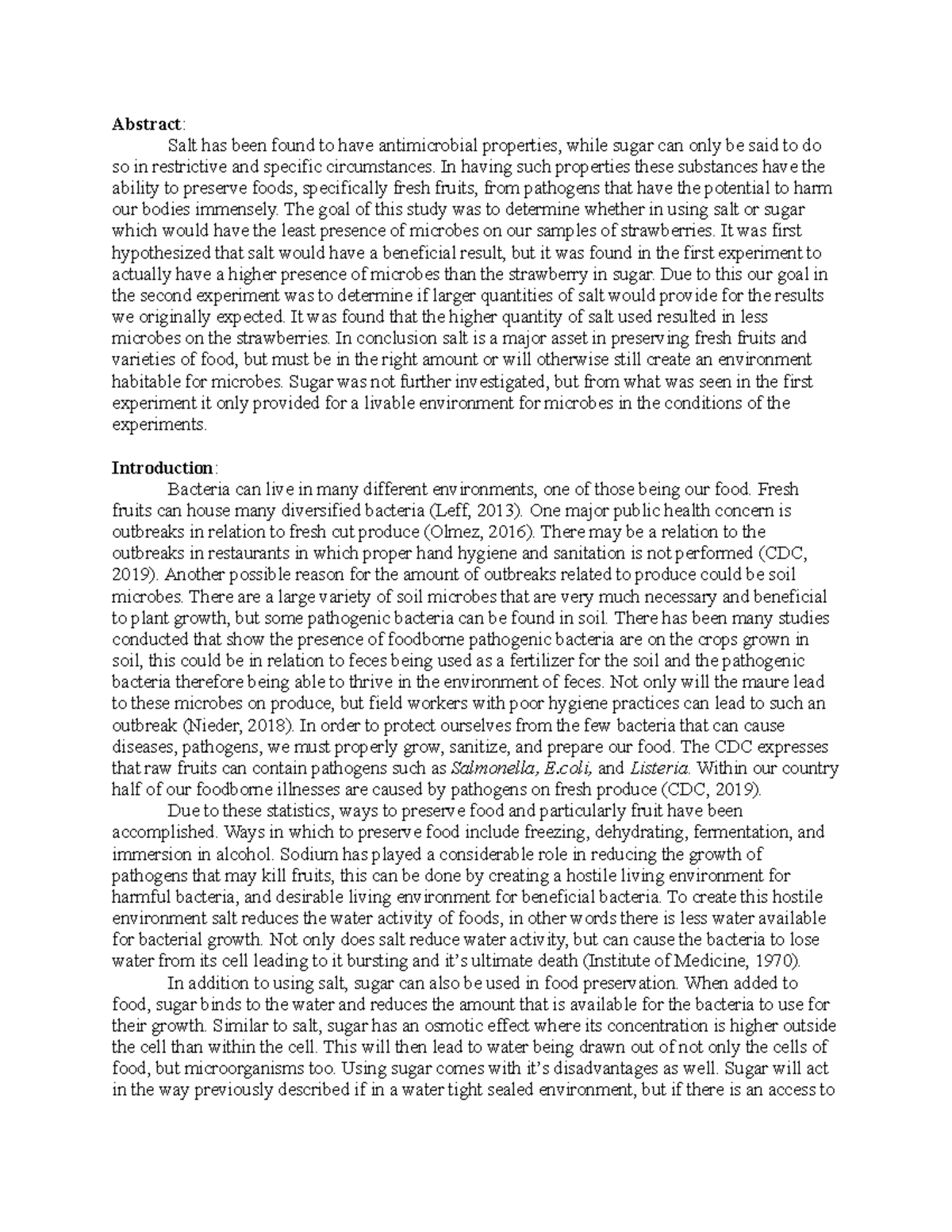 Ally's Lab report Abstract Salt has been found to have