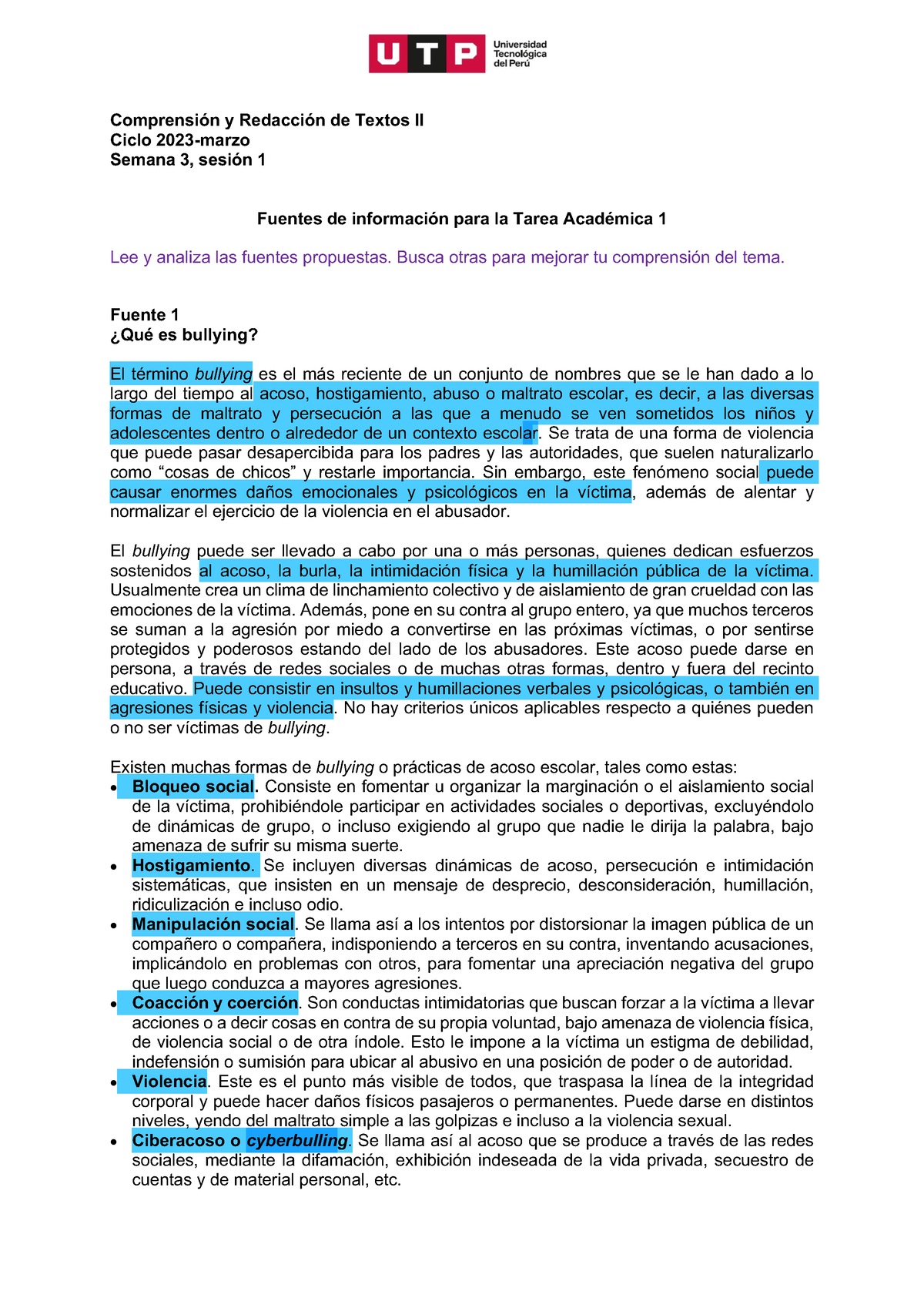 S03. S1 - Fuentes De Información Tarea Académica 1 (TA1) - Comprensión ...