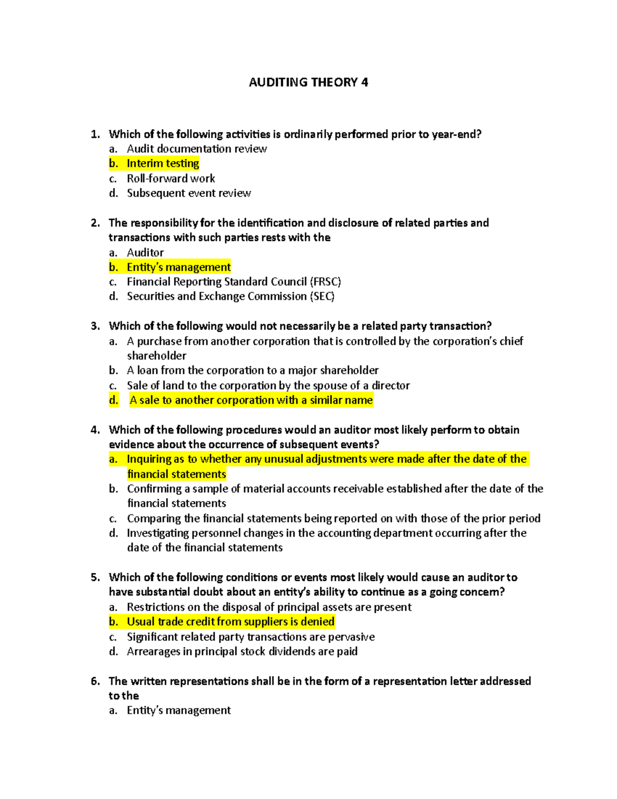 Auditing Theory 4 - COMPOSE OF MULTIPLE CHOICE QUESTIONS - AUDITING ...