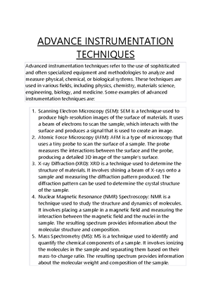 Advance Instrumentation Techniques - The resulting spectrum provides ...