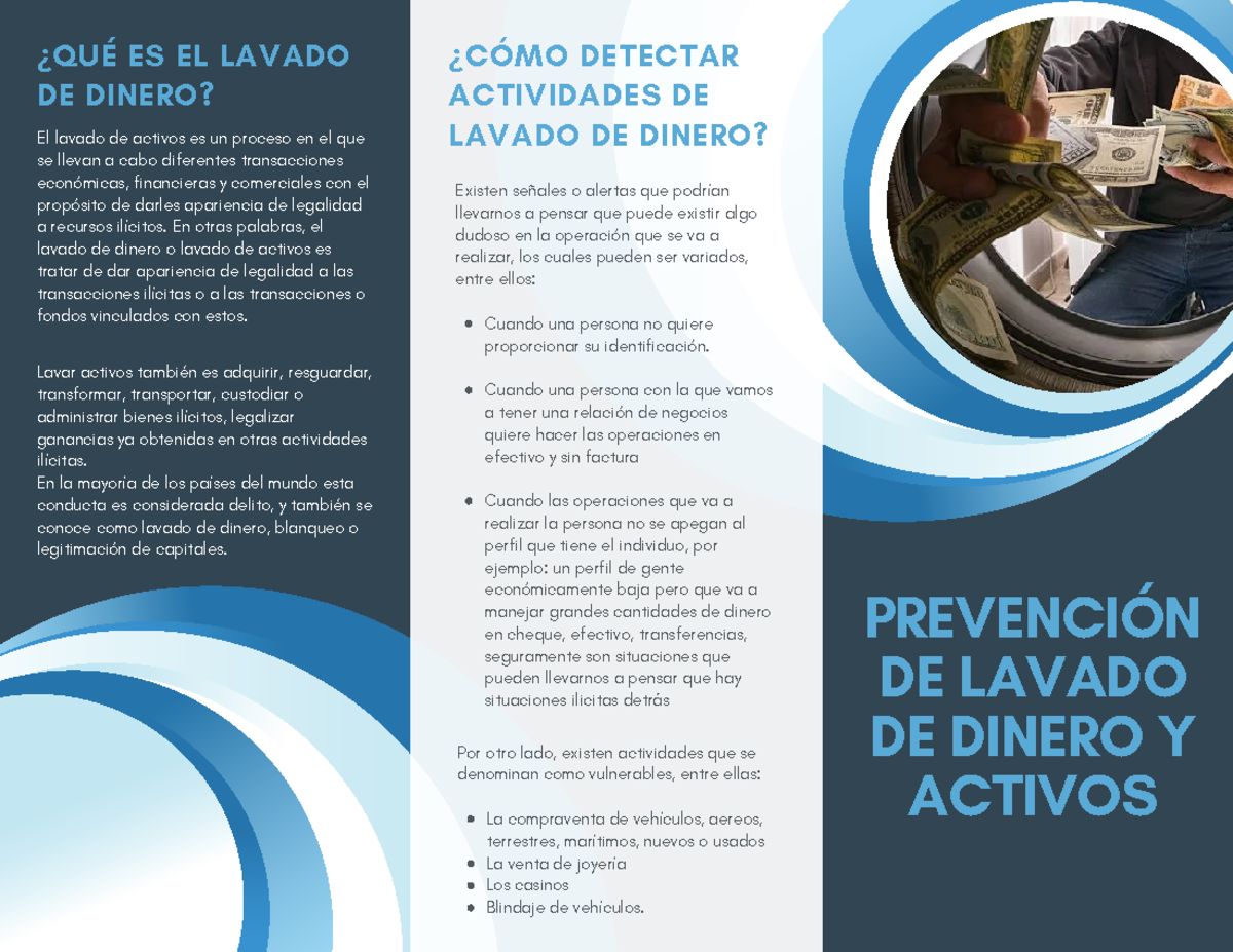 Brochure 06 Prevención Lavado DE Dinero Y Activos - PREVENCIÓN DE
