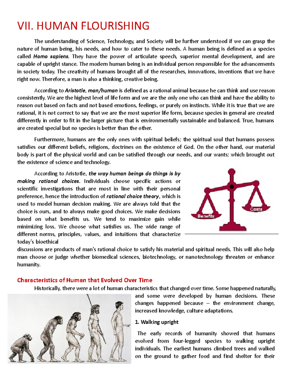 7 Human Flourishing Lecture about sts VII. HUMAN FLOURISHING The