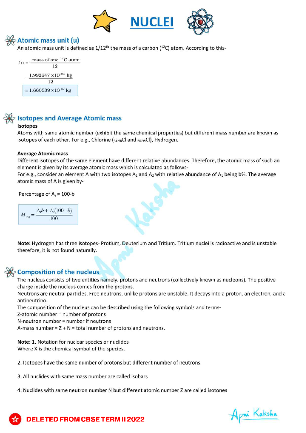 Nuclei compressed - NUCLEI Atomic mass unit (u) An atomic mass unit is ...