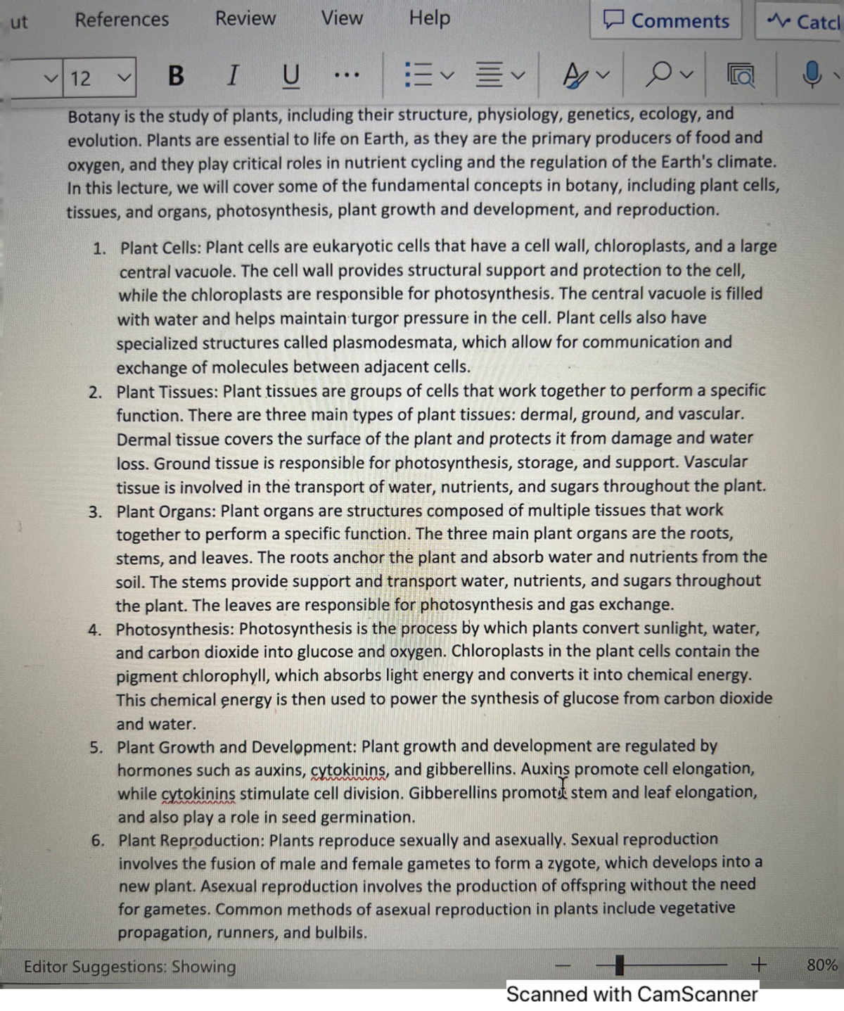 Botany 1 - Lecture notes Main topics Study guide - Studocu
