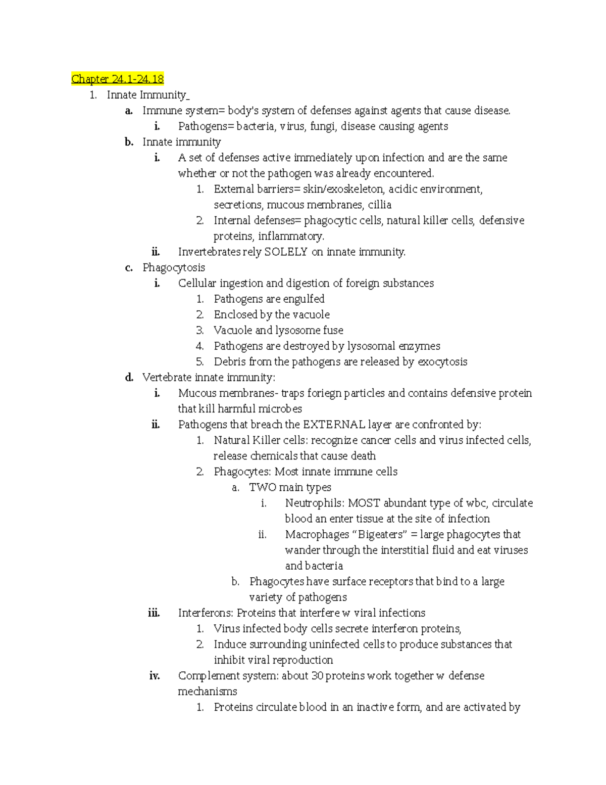 Biol 1040 Test 3 - Prof Nathan Redding - Chapter 24-24. 1. Innate ...