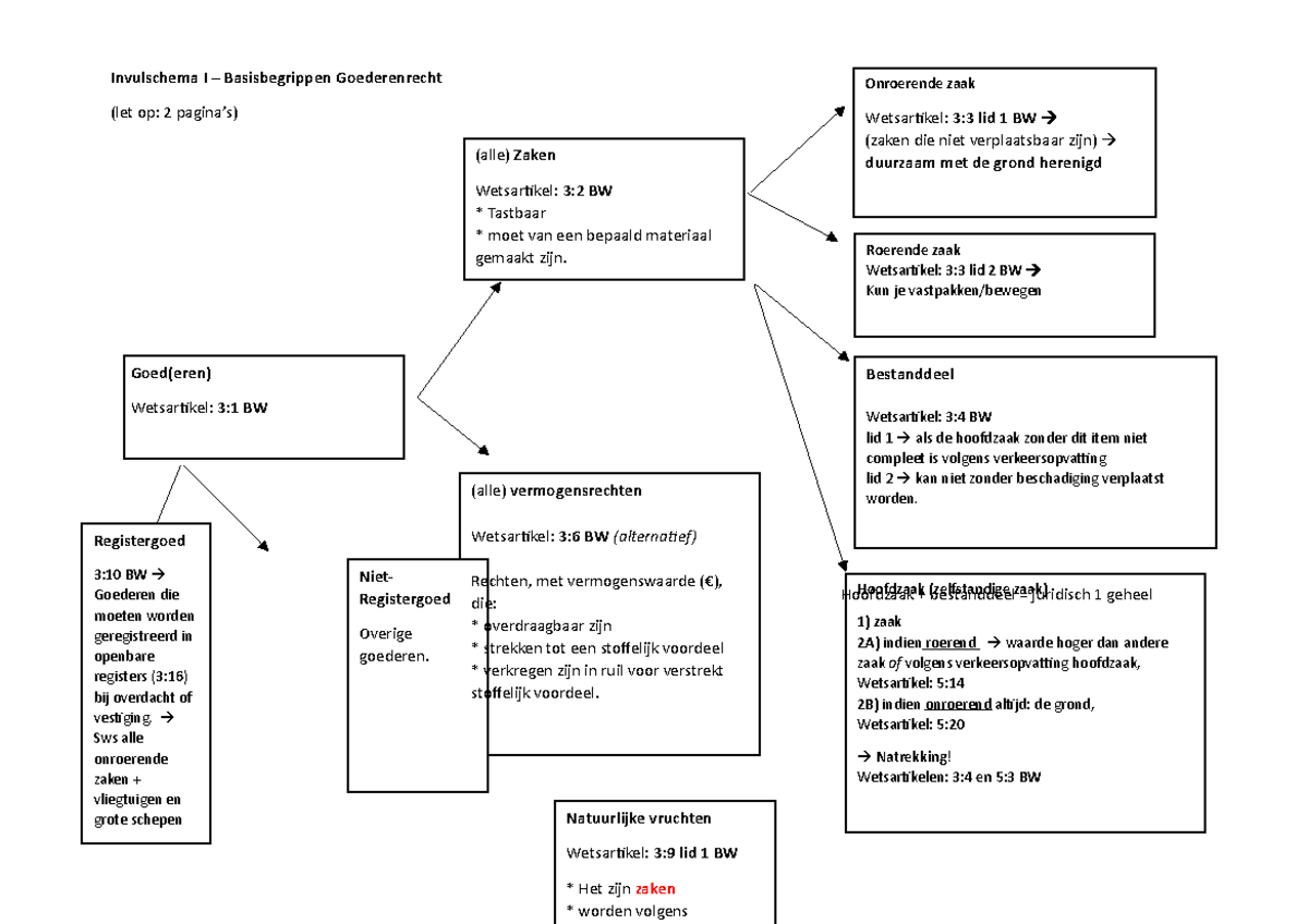 Invulschema I Basisbegrippen Goederenrecht - Invulschema I