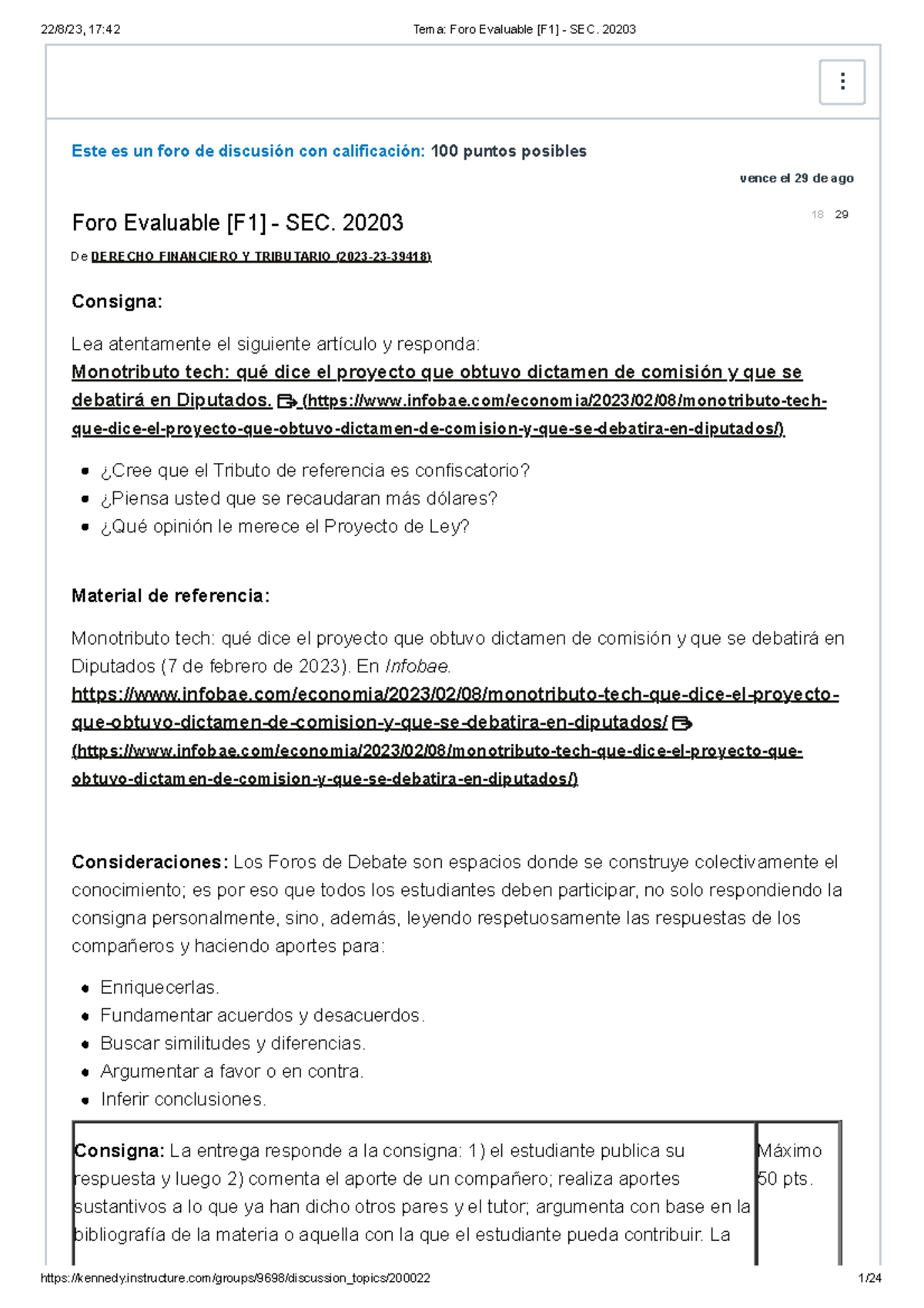 Tema Foro Evaluable [F1] - SEC. 20203 - Este Es Un Foro De Discusión ...