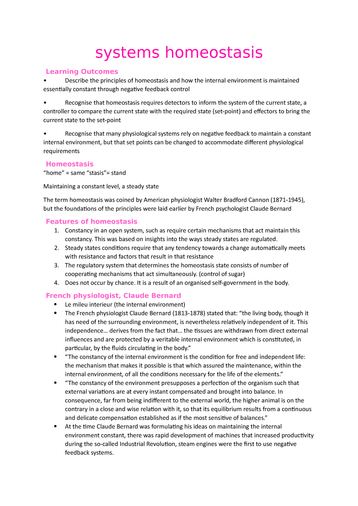 clinical case study homeostasis