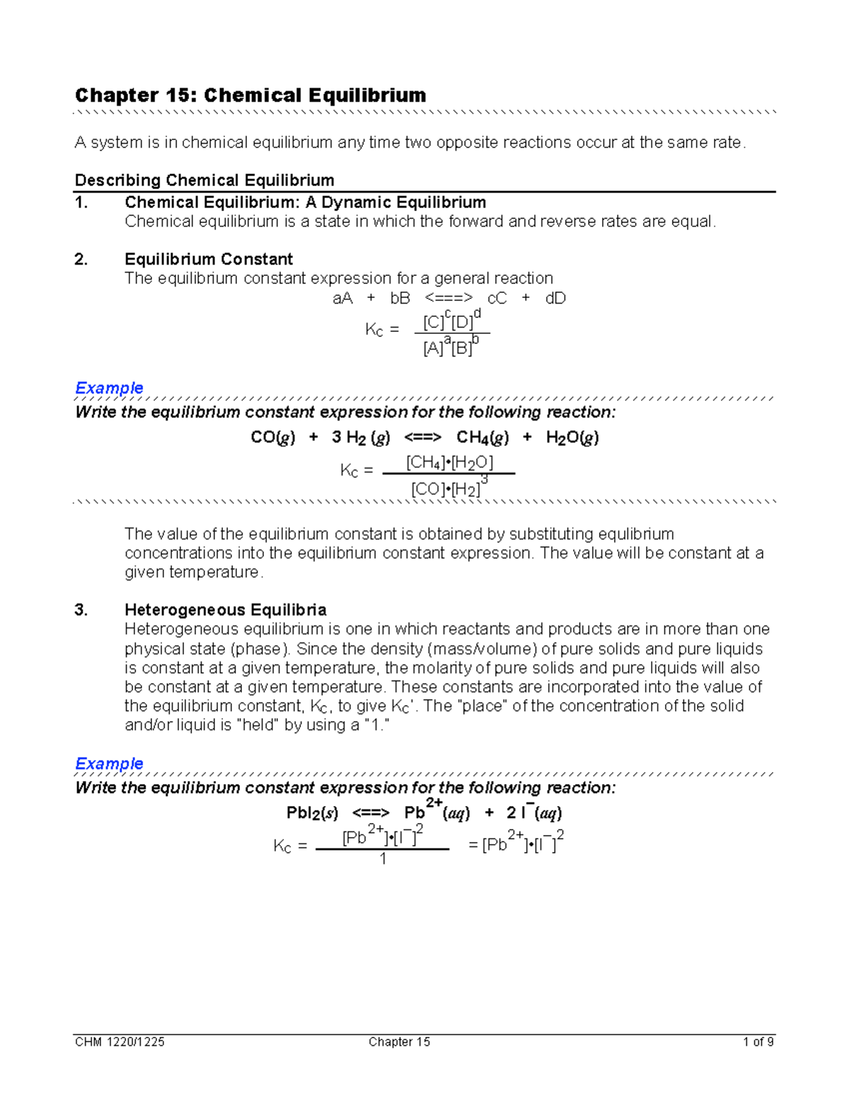 Chapter 15 (2017 05 26 21 22 59 Utc) - Chapter 15: Chemical Equilibrium 