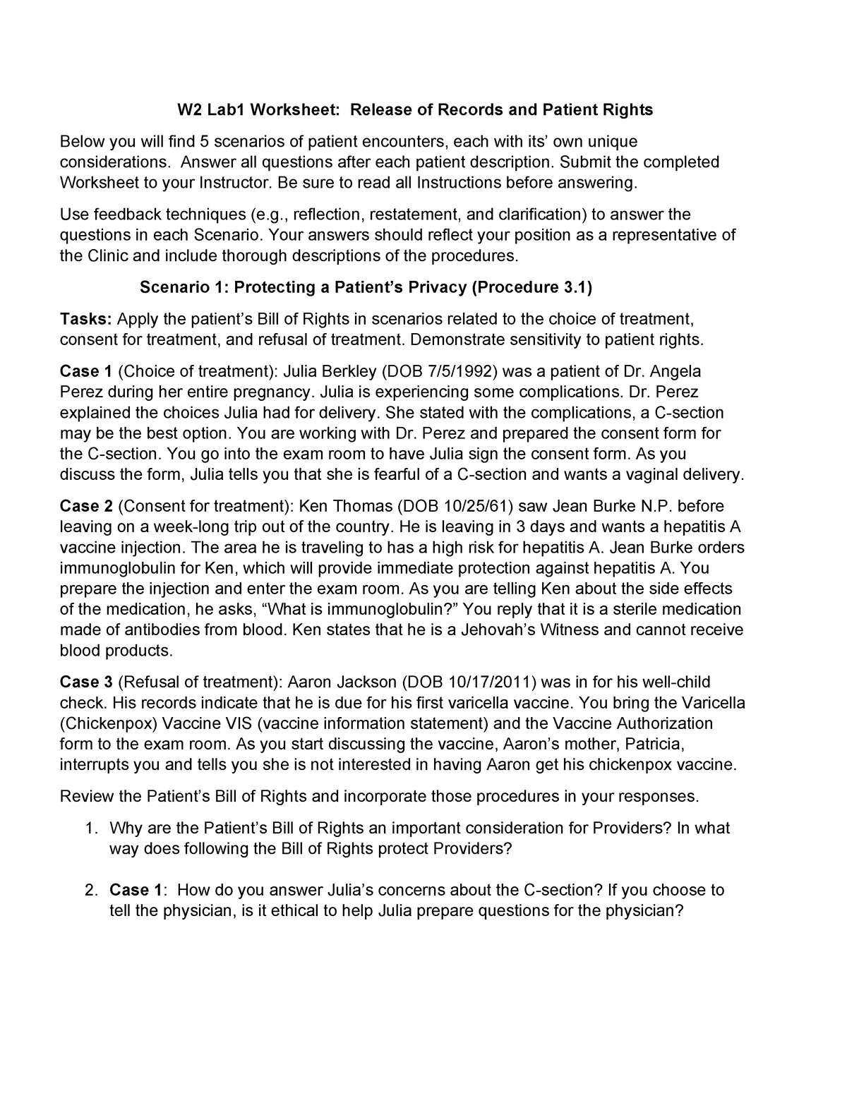 MOA110 W2 Lab - Homework - W2 Lab1 Worksheet: Release Of Records And ...