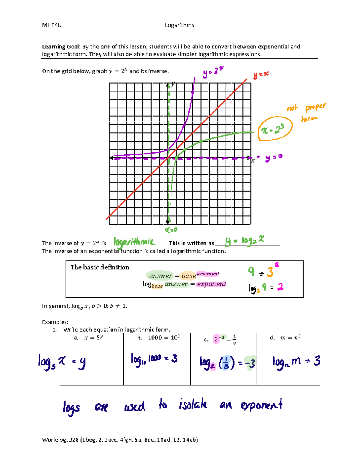 2 Logarithms - MHF4U - Warning: TT: undefined function: 32 MHF4U ...