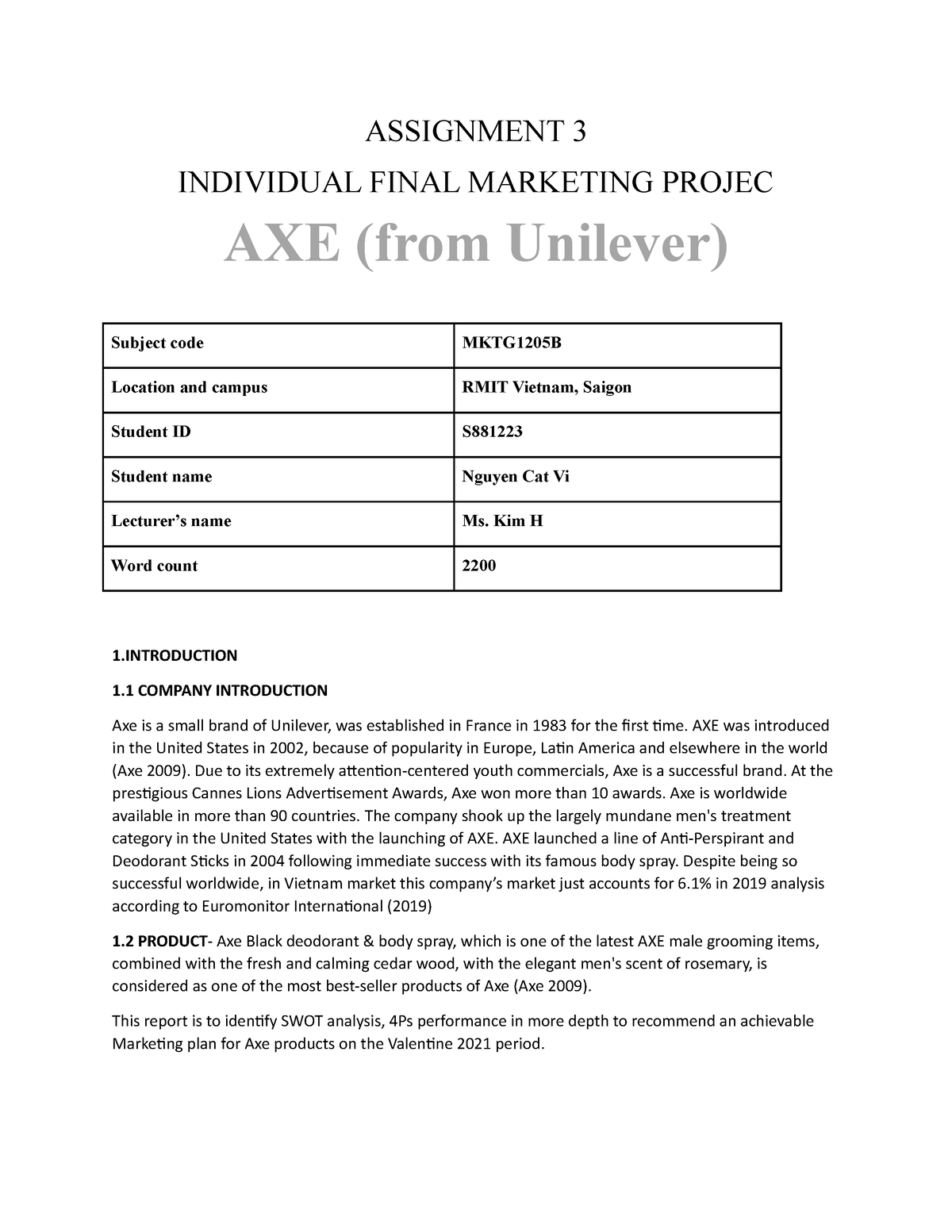 assignment 1 what is marketing