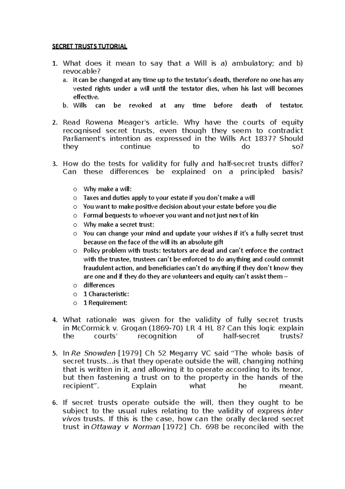 Secret Trusts Tutorial SECRET TRUSTS TUTORIAL What does it mean to