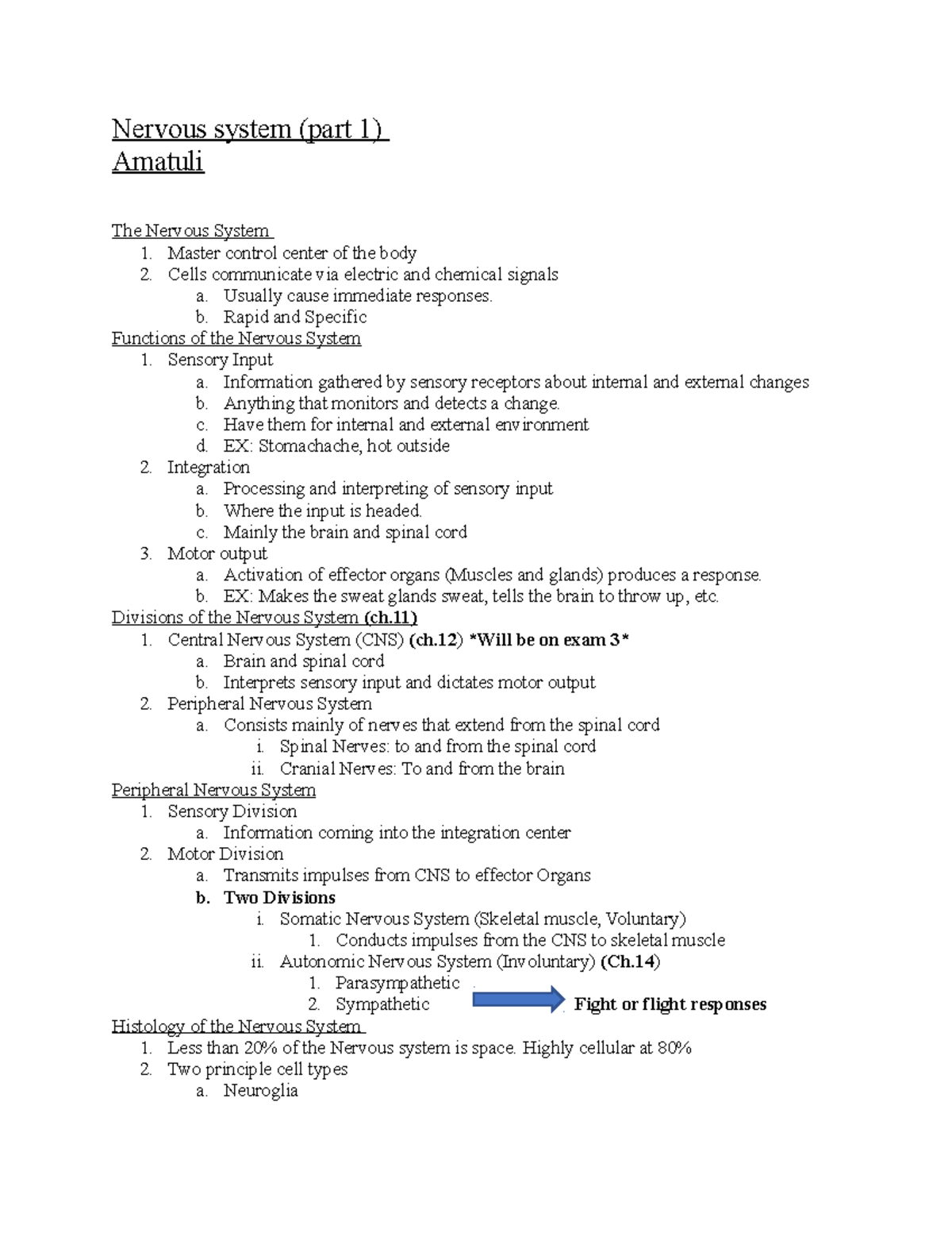 Nervous system part 1 notes - Nervous system (part 1) Amatuli The ...