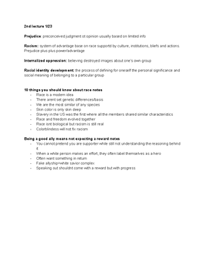 Race and Racsim lecture 3 - Race and Racism in the U. Lecture 3 Notes ...