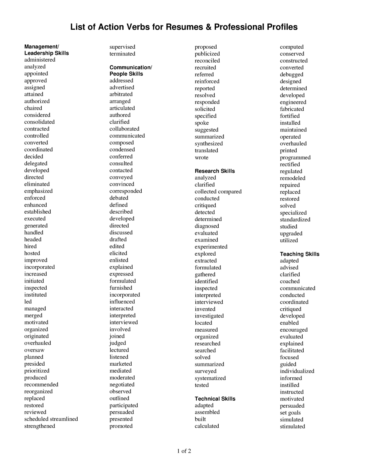 list of power verbs for essays